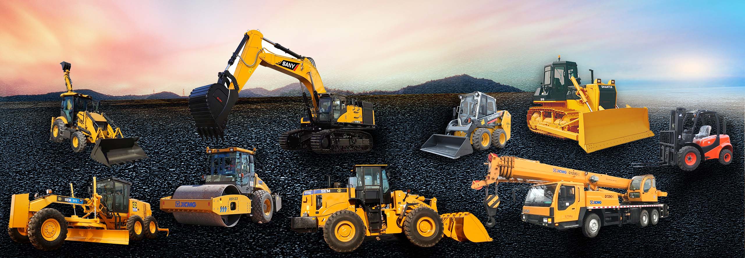 Chargeuse sur pneus | Excavatrice | Bulldozer | Niveleuse - XCMG SEM SHANTUI LIUGONG SANY - HUAKAI